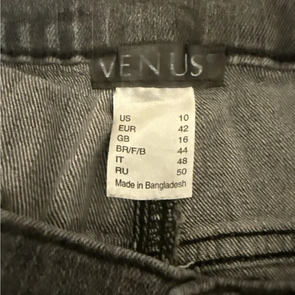 Venus Black Distressed Cuffed Stretch Jeans Size 10 - Picture 3 of 3